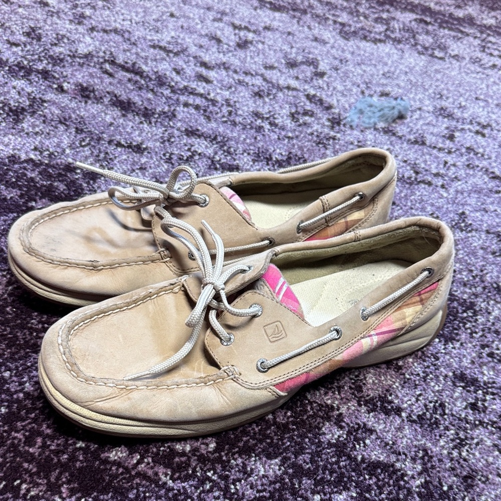 Sperry Tan and Pink Flats